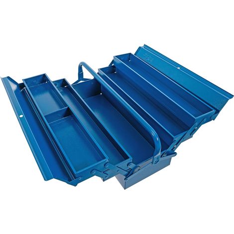Bgs Technic – Metall-Werkzeugkasten 33002 – leer, 530 x 200 x 200 mm – 5 Fächer für Handwerkzeuge – klappbar mit Tragebügel – automatische Schließfunktion (1/4)