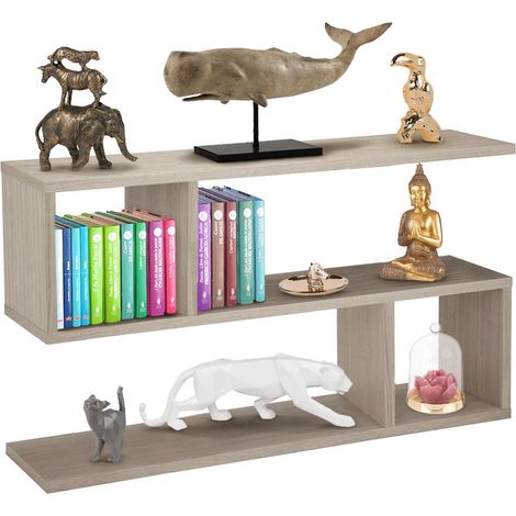 Libreria Bassa Design Moderna Scaffale 5 Ripiani 80x20x50cm Casa Ufficio Beige (1/5)