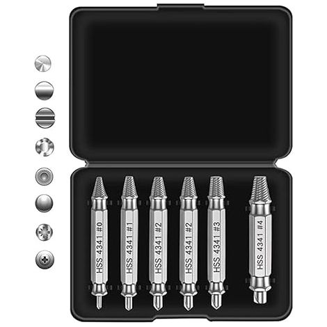 Kit d'extracteur de vis endommagées - Un cadeau idéal pour la Saint-Valentin, parfait pour les papas et les maris. Permet de retirer facilement les vis et boulons cassés foret inclus. (1/4)