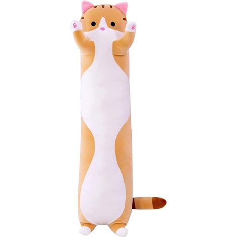 Niedliches Katzenplüschtier, weiches Kissen, langes Stofftier für Kinder und Freundinnen, braun (1/5)