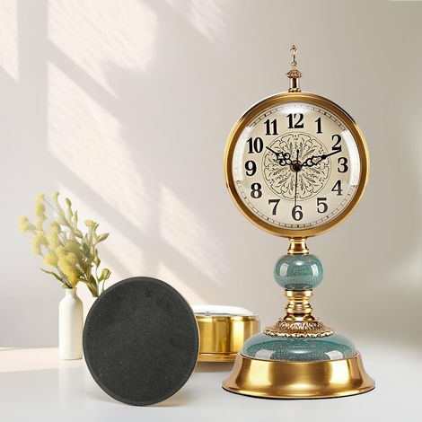 Horloge de cheminée vintage de 15 cm, horloge d'anniversaire ancienne avec boîtier en céramique et métal, mini horloge grand-père rétro, horloge de bureau silencieuse pour la décoration du salon. (1/5)