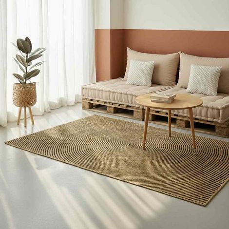 Tapis Naturel et Noir 120 x 170 cm Jute