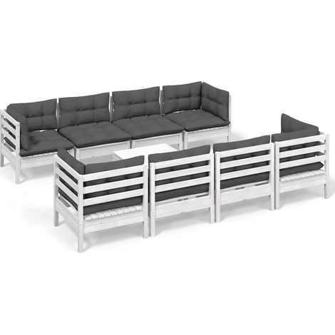 Maison Exclusive - Set Salotto Giardino con Cuscini 9 pz in Legno Massello di Pino (1/5)