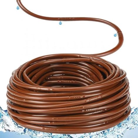 100 Fuß langer brauner Tropfbewässerungsschlauch, 15,2 cm Abstand, robuster PVC-Schlauch, geeignet für die Bewässerung von Gewächshäusern und Gärten (Braun, 100 Fuß). (1/5)