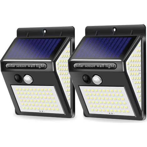 Solar Lights Outdoor, 2 Pack 144 LED Solar Light IP65 Waterproof Outdoor LED Floodlight with Motion Sensor, Wireless Security Wall Light for Garden - 270° Lighting (1/5)