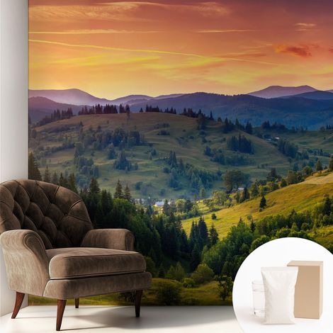 Papier peint intissé mural avec imprimé pour décoration pour salon pour chambre à coucher pour entrée Paysage de montagne 250x250 cm (1/5)