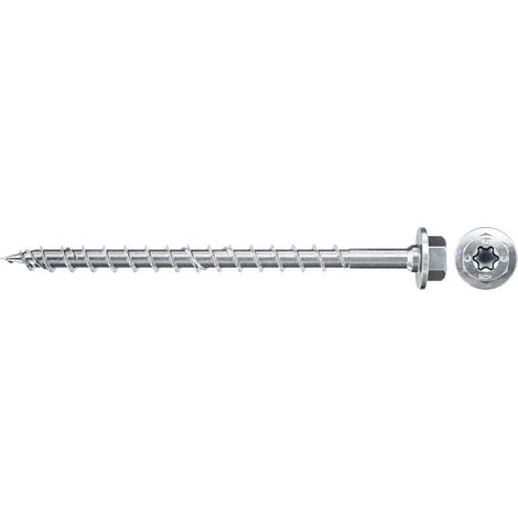 Tirefond Power-Fast 10,0x80 revêtement zingué blanc, filetage partiel, tête hexagonale avec empreinte Torx/Boite de 50 (1/4)