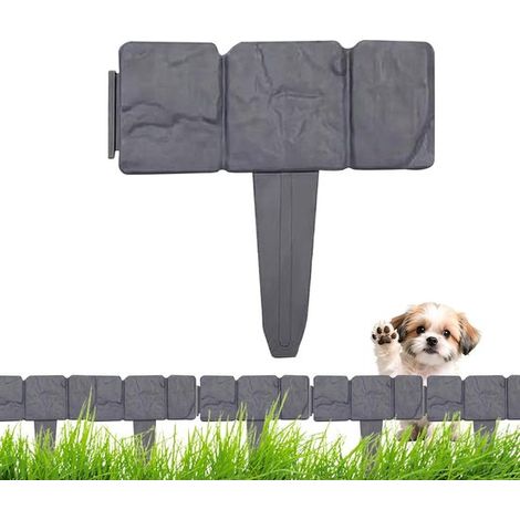 Garteneinfassung Kunststein Gartenrand Gartengestaltung Einfache Montage 26 x 24 cm Grau (1/5)