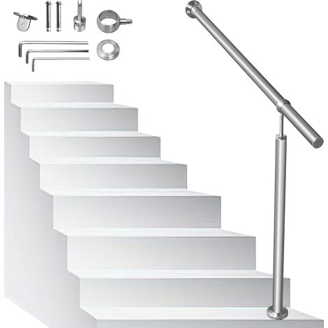 Wolketon Edelstahl Handlauf Geländer Eingangsgeländer Aufmontage Wandhandlauf pflegeleicht Treppengeländer für Innen/Außen 150cm