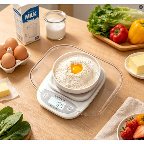 Balance de cuisine numérique Aigostar 5kg bol amovible, haute précision 1g fonction tare, compacte fiable pour cuisine pâtisserie