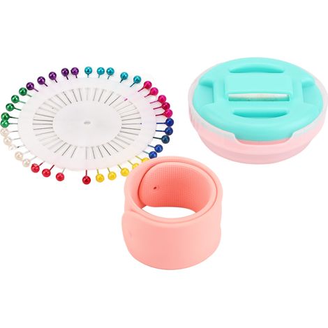 Support magnétique à aiguilles à faire soi-même pour ranger et éviter de perdre ses aiguilles, porte-aiguilles portable avec perles colorées, rose. (1/5)