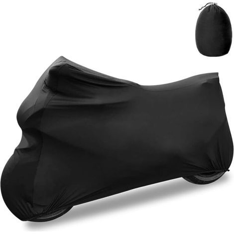 Housse d'intérieur pour moto, en tissu extensible, anti-poussière, respirante et résistante aux UV, pour garage, 264 x 104 x 124 cm, noire (1/4)