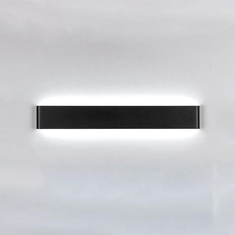 Applique murale linéaire en aluminium avec finition noire, lèche-mur d'éclairage décoratif en toile de fond ultra-mince, applique murale moderne à LED 6000K, appliques murales à longue bande p (1/5)