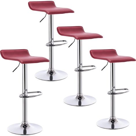 Lot de 4 Tabourets de bar en similicuir WOLTU, Tabourets de bar pivotant, hauteur réglable, Bordeaux (1/4)