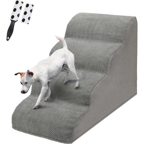 Hundetreppe mit 4 Stufen, hochdichtem Schaumstoff, waschbarem, rutschfestem Bezug für Bett und Sofa (1/5)
