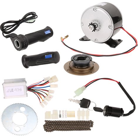 Kit de conversion haute vitesse pour vélo, comprenant 9 moteurs à balais 250 W 24 V et accessoires. (1/5)