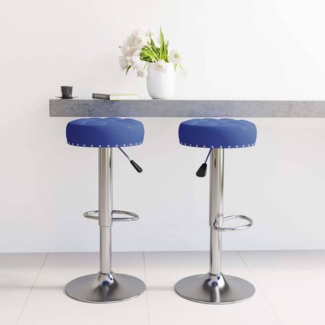 vidaXL Taburetes de cocina 2 unidades tela azul (1/5)