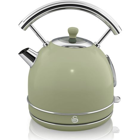 SWAN SK14630GN Retro Bouilloire, 1,8 L, Acier Inoxydable sans BPA, Résistance Cachée, sans Fil 3000W Vert