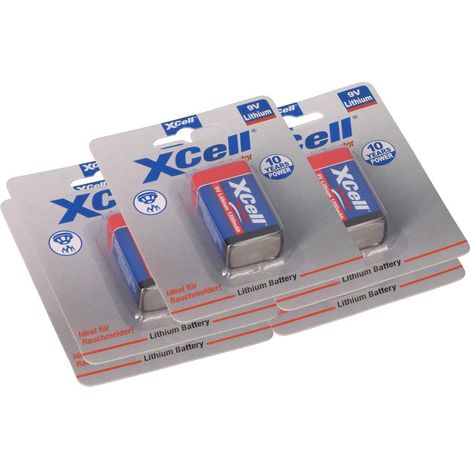 5x XCell Lithium 9V Block 1200 mAh 6AM6 im 1er Blister (1/5)