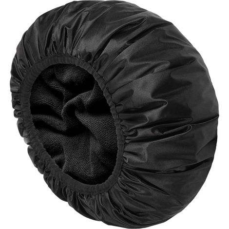 Cuffia da doccia, cuffia da doccia riutilizzabile per donna, triplo strato con fodera in microfibra, foderata in asciugamano, impermeabile per tutte le lunghezze di capelli.