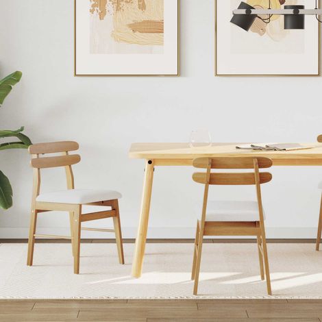 vidaXL  Dining Chair  2 pcs Natural and Light Solid Rubber Wood