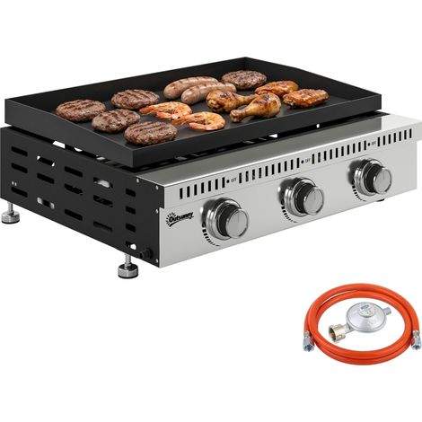 Grille à Gaz Portable de Table avec Bac Récupérateur de Graisse, Noir