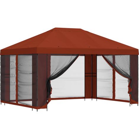 Gazebo con pareti laterali 4 × 3 m Terracotta vidaXL (1/5)