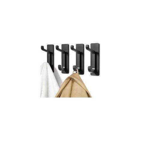 Crochet Adhesif Mural, Porte Serviette Salle de Bain, Accroche Torchon Cuisine, Porte Manteau Adhésif, Attache Murale Sans Percer, Etanche, Antirouille, Noir, 4 Pièces
