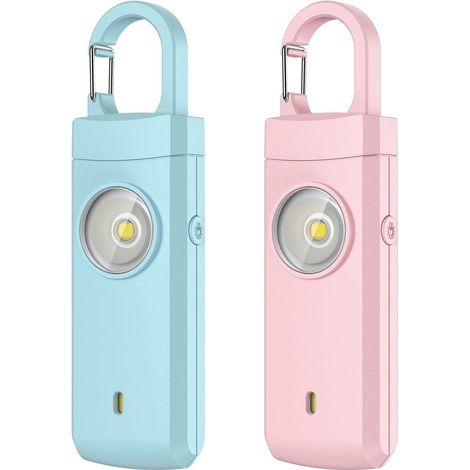 Alarme personnelle - Lot de 2 - Son puissant de 130 dB et flash lumineux - Alarme de sécurité personnelle - Autodéfen - alarme anti-agression (1/5)