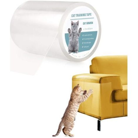 Houhence – Sticker de protection canapé chat anti-griffes – Autocollant transparent en PVC épais – Rouleau 15x300cm pour meubles et surfaces (1/5)