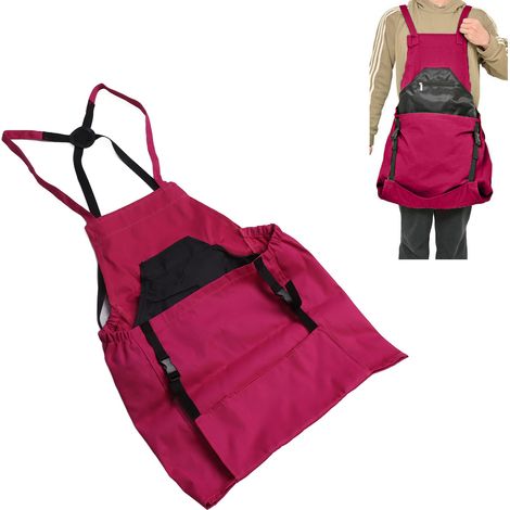Tablier de cueillette fruitière Sac récolte à grande capacité Oxford Quick Release Rose Rouge (1/5)
