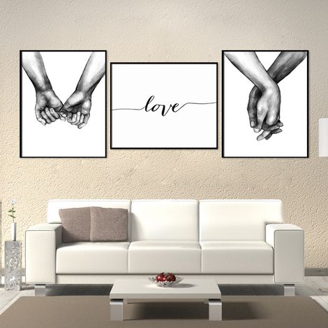 Lot de 3 tableaux sur toile de 21 x 30 cm, style abstrait, lettrage à la main, décoration murale (1/5)