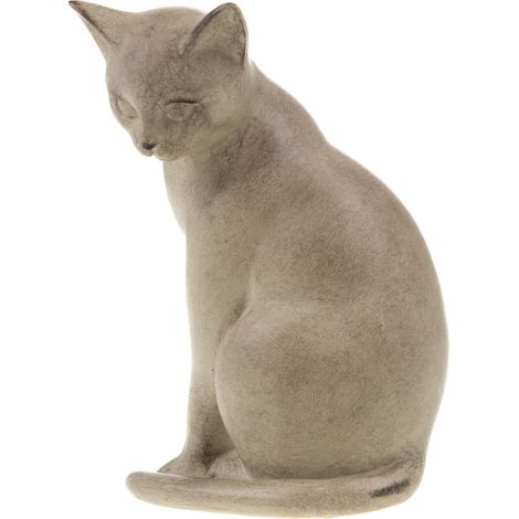 Décoration chat assis en résine crème – Dimensions 11.19x10x17 cm – Élégante et ludique pour intérieur – Amadeus