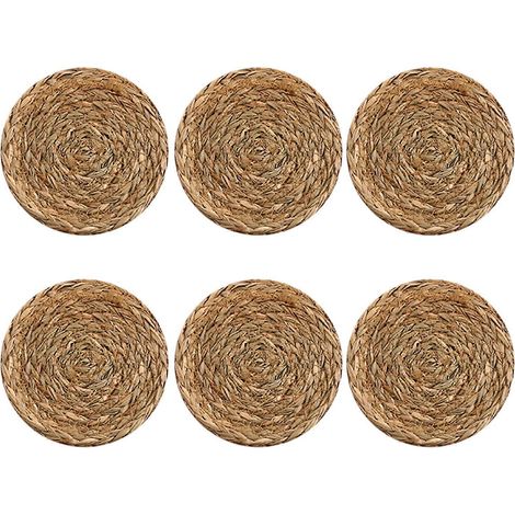 Lot de 6 sets de table tissés à la main, résistants à la chaleur, pour la maison et l'extérieur. Diamètre : 11 cm. (1/5)