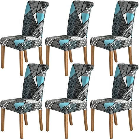 Stuhlhussen 6er Set, Stretch, abnehmbar, waschbar, für Esszimmerstühle (1/5)