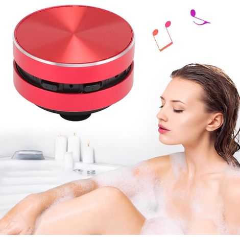 Haut-Parleur à Conduction Osseuse, Haut-Parleur Portable sans Fil avec Radio FM, Mini Haut-Parleur Stéréo avec Ventouse, Micro intégré, pour Salle de Bain, Plage (Rouge) (1/5)
