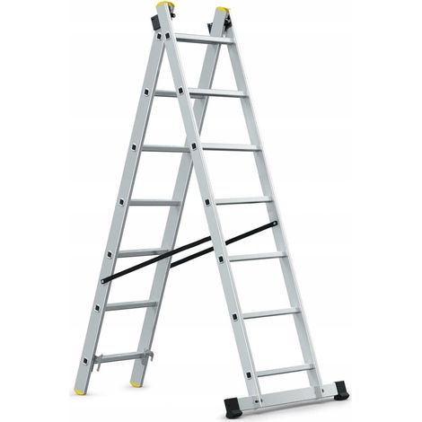 AWTOOLS DRABINA ALUMINIOWA  2x 7 150KG WIELOFUNKCYJNA 2-CZĘŚCIOWA