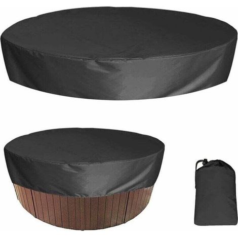 Couvercle De Spa Ronde Étanche Couvertures Extérieures De Baignoire Spa,Protection Imperméable Pour Spa,Housse De Baignoire Coupe-Vent Résistante Aux Uv Pour Piscine,Noir,200×30cm (1/4)