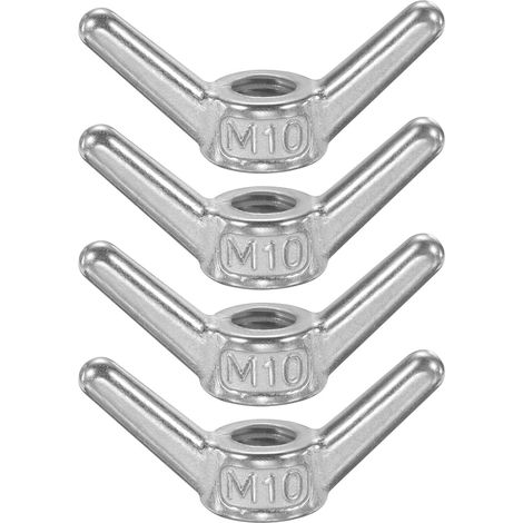Écrous À Ailettes, 4 Pcs M10 x 1.5 304 Acier Inoxydable Écrous À Ailettes Pièces De Fixation Filetage Métrique Pour Réparation Installation Meuble Maison Bateau, Argent