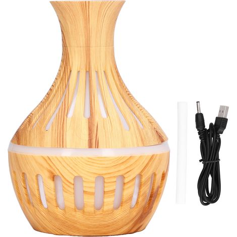 Diffuseur d'aromathérapie 300ml USB avec lumière LED 7 couleurs - Design bois (1/5)