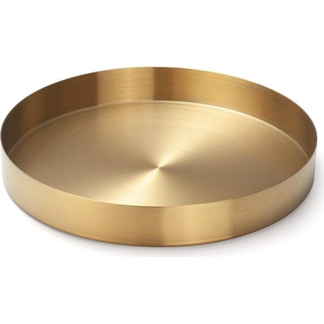 1 Plateau Acier Inoxydable, Or Brillant, Diamètre 22cm, Organiseur Bijoux Maquillage, Décoration Salon (1/5)