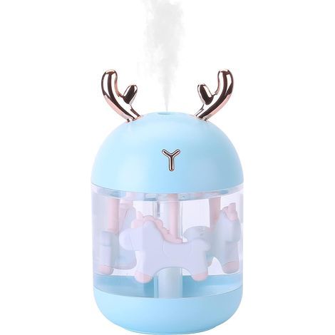 Mini Air Humidifier, Portable Home Air Humidifier, Baby Air Humidifier, Automatic Shut-Off When Water Runs Out, USB Desktop Humidifier for Home, Bedroom, Office (Blue) (1/5)