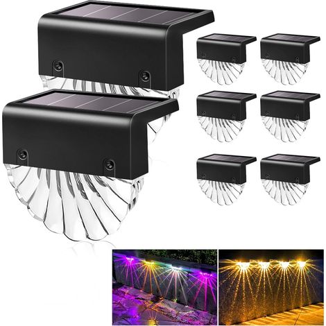 Solarlampen für Außen, 8 Stück Solarleuchten Garten Dekoration Beleuchtung, 2 Modi LED Warmweiß/Farbwechselnde twinkly Treppenlicht, Wasserdicht Solar Lampe für Treppe Terrassen Wege Zaun (1/5)
