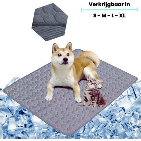 Tapis rafraîchissant pour chien et chat 70 x 55 cm, tapis auto-refroidissant pour animaux, couleur anthracite, taille L (1/2)