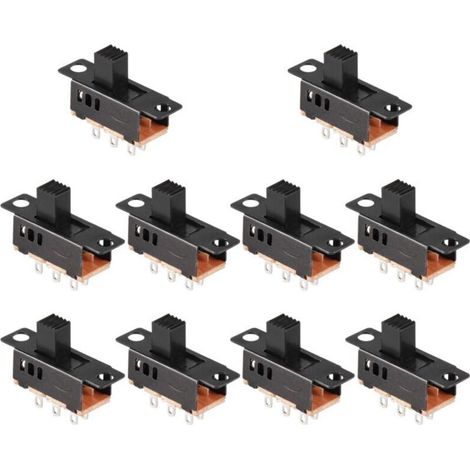 Bardusch-10Pcs interrupteur a glissiere de haut bouton 6 broches 3 Position DPDT panneau 0.5A 50V DC (1/5)