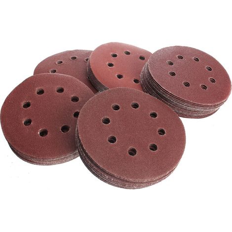 DISQUES ABRASIFS 100 x 125 MM 5' PAPIER ABRASIF 60 80 100 120 240 PONCEUSE ORBITALE TAMPON GRAIN Sasicare