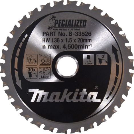 Makita Circular Saw Blade TCT for Metal, 136mm x 20mm, 30 Teeth, Special High-Speed Steel Cutting Blade