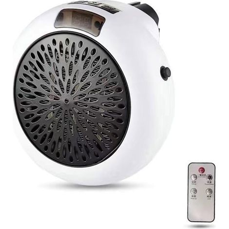 Mini radiateur électrique, adapté à une utilisation à domicile et au bureau, à fixer sur une table ou au mur, rond, portable, (1/2)