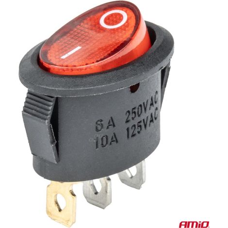 INTERRUPTEUR ELLIPTIQUE 12V/230V (AVEC LUMIERE ROUGE) AMIO
