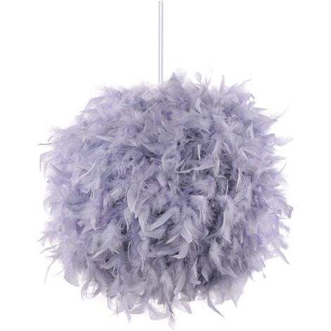 royaluxe- Lampe À Suspension Moderne En Plumes Plafonnier En Plumes Moelleuses, Abat-Jour Plume, Pour Chambre, Salon, Mariage (Gris) (1/5)